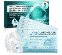 5 Pièces Huile Glacée Masque Visage, Masque Profond Réel | Masque Hydratant, Soins Réhydratant, Skincare, Masques Visage Homme Femme pour Tous Les Types de Peau, Essentiels de Voyage