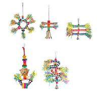 5 pièces jouets de déchiquetage d ' oiseaux pour perruche perroquet jouet à mâcher perles en bois Cage accessoires pour petits oiseaux moyens perroquet jouets à mâcher petits perroquets moyens