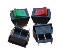 5 pièces KCD4-202 interrupteur à bascule for bateau interrupteur d'alimentation 3 positions 6 pieds avec lumière 31x25mm 20A 125VAC 16A 250VAC marche-arrêt KCD4(Red)