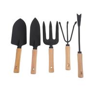 5 Pièces Kit D’Outils de Jardinage D’extérieur en Acier au Carbone | Bois, Quatre Pièces pour Pots et Semis, Désherbage et Extraction des Racines, Balcon ou Randonnée