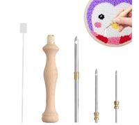 5 Pièces Kit D'aiguilles À Poinçonner, Aiguille De Poinçon À Manche En Bois - 2.5mm, 3.5mm, 5mm Ajustables Punch Needle, Aiguille Punch Needle Pour Le Tricot De Bricolage,La Broderie Et Couture