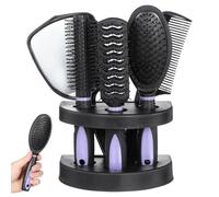 5 Pièces Kit de Coiffure Peigne et Miroir Antistatique, en Plastique | Usage Maison ou Paquet de Sport, Format Compact, Soutien au Démêlage, pour Cheveux Humains Mouillés