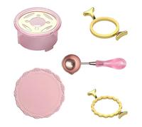 5 Pièces Kit De Joint De Cire,Chauffe-Cachet À Cire avec Cuillère À Fondre Moule pour Sceau De Cire En Métal avec Tapis Silicone Sceau De Cire pour La Cire De Mariage Enveloppe Joint Timbre