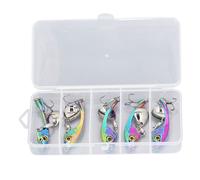5 PièCes Kit De Leurre De PêChe Coloré En MéTal Queue Spinner Lame AppâT Avec BoîTe De MatéRiel Pour Bar Truite Saumon 7g/0.2oz