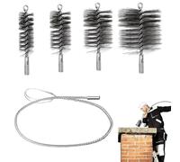 5 Pièces Kit Ramonage Poele Pellet,Goupillon Métallique,30/50/80/150 mm Hérisson Ramonage Acier Inoxydable avec 1 m de Fil d'acier pour Nettoyage de Cheminée