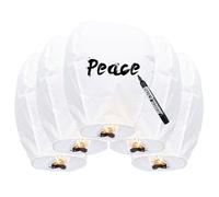 5 pièces Lanterne Volante Chinoise 100% biodégradable Papier Blanc, Blanche lampion Volant, idéal pour Vos événements Mariage fêtes Nouvel an, Respectueux de l'environnement,