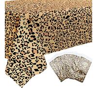 5 pièces Leopard Table Cover - 54" X 108" Animal Safari Theme Table Nappe imprimée, Leopard Party Supplies, Zoo Jungle Safari Themed Party, Animal Themed Decorations, Birthday Party, Cheetah Print
