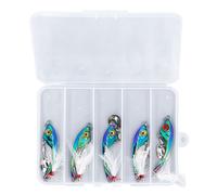 5 PièCes Leurre De PêChe Spinnerbait Bar Truite Saumon Spinner AppâTs Kit Avec BoîTe De MatéRiel Plumes Triple Crochets 15g