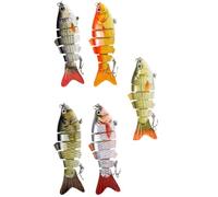 5 Pièces Leurre de Pêche Synthétique Poisson Articulé 16,5g | Appât Réaliste à Sections, Portable pour Pêche, Forme Poisson, avec Billes Sonores, pour Poissons