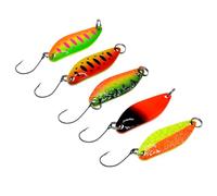 5 Pièces Leurres Appâts de Pêche Truite Et Basse, Fishing Kit Leurres à Truites de Pêche, Différentes Multicolore avec Un Seul Crochet Et Boîte de Leurre, pour Truite de Mer Et Perche
