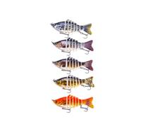 5 Pièces Leurres de Pêche de Poisson 10cm 16g en Plastique | Modèle Multi-sections, Surface Métallique Réfléchissante, Lot Assorti, pour Passionnés de Pêche Style Aléatoire