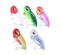 5 Pièces Leurres de Pêche Vib 7g, Petit Poisson, Abs, Mer | Appât Artificiel Holographique, Trois Postures Vibrantes, Trou Suspendre à Trois Niveaux, pour Bar