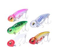 5 Pièces Leurres de Pêche Vib Poisson Fin 7g ABS pour Bar de Mer | Corps Mince à Faible Centre de Gravité, Trois Postures Vibrantes, Double Hameçon, Trou Suspendre à Trois Niveaux