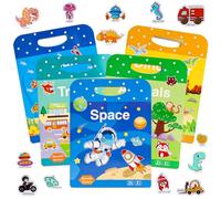 5 Pièces Livre Gommettes Enfants Repositionnables Livre Gommettes Animaux Dinosaures Espace Mer Véhicules Livre Autocollant for Toddlers de plus de 3 Ans