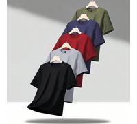 5 pièces Lot de t-shirts basiques d'été pour hommes, tee-shirts à manches courtes unicolore, coupe régulière, style décontracté et léger. Convient comme cadeau pour un mari ou un petit ami L,M,S,XL,XX
