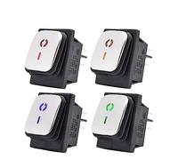 5 pièces/lot KCD4-201 interrupteur à bascule en métal verrouillage 4 broches 16A 250VAC ON OFF 12V 220V rouge vert bleu lumière LED éclairée (Color : Blue Light, Size : 5PCS_ON OFF_12-24V)