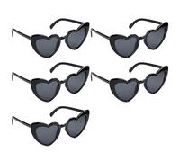 5 Pièces Lunettes de Soleil Coeur Noir,Soleil Rétro en Forme de Cœur Noir | Lunettes de Soleil Vintage en Forme de Cœurs pour Enterrements de Vie de Célibataire,Fêtes Estivales,Mariages,Anniversaires