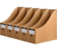 5 Pieces Magazine File Stand,Kraft Cardboard Magazine Holder,Foldable Magazine Folder With Labels,Files Storage Organizer,Home Office File Storage Box