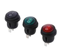 5 pièces marche/arrêt SPST rond étanche bateau LED interrupteur à bascule 12 V 220 V bouton d'alimentation(Black,LED AC 220V-250V)