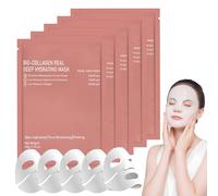 5 Pièces Masque Collagène Visage, Bio Collagen Face Mask Hydratant Anti-Âge, Masque Nuit Coréen Raffermissant, Réduit les Rides et Resserre les Pores pour Tous Types de Peau (F)