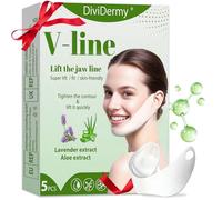 5 Pièces Masque Double Menton, Masque Visage V-Line, Double Menton Réducteur Femme, masque lifting visage avec Acide Hyaluronique, pour Raffermir La Peau et PréVenir L'Affaissement