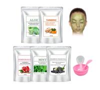 5 Pièces Masque En Gel Nourrissant Et Apaisant, Kit De Masque Gélifié Avec Bol De Mélange, Poudre Pour Masque Visage Professionnel, Pour Hydrater Et Illuminer La Peau - 5 Saveurs (C)