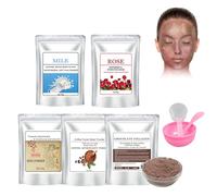 5 Pièces Masque En Gel Nourrissant Et Apaisant, Kit De Masque Gélifié Avec Bol De Mélange, Poudre Pour Masque Visage Professionnel, Pour Hydrater Et Illuminer La Peau - 5 Saveurs (A)
