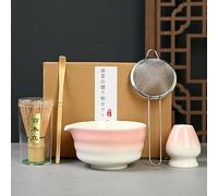5 Pièces Matcha Kit, Ensemble à Matcha, Kit à Matcha, Avec Cuillere Matcha, Bol Matcha Bec Verseur, Fouet a Matcha, Support de Fouet à Matcha, Tamis à Matcha, pour La Cérémonie Du Thé Matcha (E)