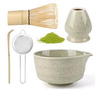 5 Pièces Matcha Kit, Ensemble à Matcha, Kit à Matcha, Avec Cuillere Matcha, Bol Matcha Bec Verseur, Fouet a Matcha, Support de Fouet à Matcha, Tamis à Matcha, pour La Cérémonie Du Thé Matcha (B)