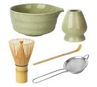 5 Pièces Matcha Kit, Fouet Matcha, Ensemble à Matcha, Bol Matcha Bec Verseur, Pelle en Bambou, Porte-Fouet, Fouet a Matcha, Cuillère à Fentes en Acier Inoxydable, pour La Cérémonie Du Thé Matcha