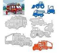 5 pièces Matrices de Découpe pochoir de découpe voiture set formes camion de pompier extincteur camion tracteur pelleteuse gaufrage Cutting Dies pour enfants DIY scrapbooking album cartes bricolage