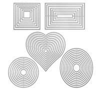 5 pièces Matrices de Découpe pochoir de perforation Géométrique Set de formes Carré Rectangulaire Cercle Rond Ovale Cœur Cadre Pochoirs de gaufrage Cutting Dies pour le scrapbooking Album Cartes