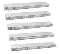 5 pièces Metre pliant en Plastique 2M, Écologique metre pliant 2m avce Balance double face, Précise et facile à lire Règle en Plastique, Blanc