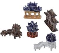 5 pièces Mini hexagone bonsaï micro paysage figurine ornement de paysage, statue de pagode pagode miniature, jardin chinois zen asiatique bonsaï accessoires miniatures, coloré