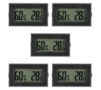 5 Pièces Mini Hygromètre Numérique Thermomètre Noir Abs | Mesure Température et Humidité, Affichage Digital Précis, Usage en Petit Espace D’élevage, Boîte Reptile