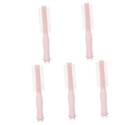 5 Pièces Mini peigne à friser Peigne à rouleaux brosse à cheveux coiffante brosse à friser les cheveux peigne à cheveux à long manche brosse roulante brosse démêlante Silicone rose Didiseaon