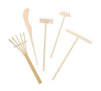 5 Pièces Mini Râteau de Sable Zen en Bambou pour Motifs Décoratifs | Style Miniature Unique, Usage sur Bac à Sable, Décor Artistique Khaki, pour Adultes et Garçon et Filles