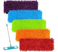 5 Pièces Mop Remplacement en Microfibre, Multicolore Tapis de Vadrouille, Serpillères de Rechange en Chenille, Housses de Serpillère