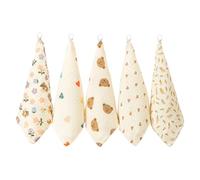 5 pièces mouchoir multifonctionnel en coton pour bébé, bavoir pour bébé, serviette de salive d ' allaitement pour essuyer le visage et les mains, 25 / 30cm, bave pour bébé, d ' ours mignon, visage