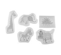 5 Pièces Moule en Silicone pour Animaux DIY Résine Époxy | Réutilisable, Antiadhésif, Démoulage Facile, Nettoyage Simple, Blanc, pour Moulage Créatif