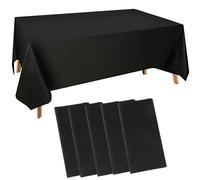 5 Pièces Nappe Jetable Noire, Nappe en Plastique Rectangulaire Intissé, 137 x 274cm, Rouleau pour Fêtes d'anniversaire, Mariages, Pique-Niques