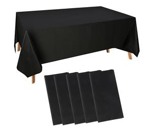 5 Pièces Nappe Jetable Noire, Nappe en Plastique Rectangulaire Intissé, 137 x 274cm, Rouleau pour Fêtes d'anniversaire, Mariages, Pique-Niques