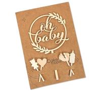 5 pièces Oh Baby Cake Topper,Décoration de Gâteau Topper en Bois pour Baby Shower,Guirlande Oh Baby,Décoration de Fête de Révélation du Sexe
