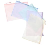 5 Pièces Organisateur de Fichiers Zippé en Filet PVC PP | Pochette Spacieuse, Fermeture Éclair Scellée, pour Magazines et Gommes, Rangement Portable Couleur Aléatoire