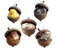 5 Pièces Ornements d'animaux De Noël, Ornements De Glands d'animaux De Forêts, Décorations d'arbre De Noël en Acrylique 2D, Pendentif De Gland Mignon pour La Cheminée De La Pièce