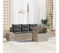 5 Pieces Outdoor Patio Furniture Set, Garden Sofa with Cushions and Coffee Table, Modular Sectional Conversation Set in Light and Dark Grey, Durable All-Weather Rattan for Terrace, Backyard, Poolside