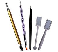 5 Pièces Outil Aimant Bâton Ongles Ensembl, Double Tête Fleur Design Nail Aimant Stylo et Fort Aimant Stylo Pointillé Pins, Idée pour Bricolage 3D Magnétique Chat Oeil UV Gel Polonais Nail Art Outil