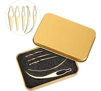 5 Pièces Outil de Dreadlocks Artisanat Dreadlocks Extensions de Cheveux Aiguille de Crochet de Cheveux Outil de Cheveux Crochet Tissage avec 1 Boite Cadeau en Métal Argent pour Locs Différents (Or)