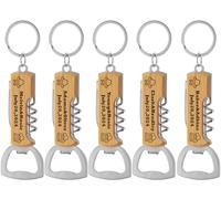 5 Pièces Ouvre-bouteilles en bois personnalisée, garçons de garniture Best Man Gifts for Wedding Bachelor Party, Cadeaux gravés pour père, grand-père, modèles personnalisés et texte.Multifonctionnel.