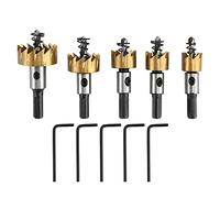 5 pièces Ouvre-trou à coupe rapide, ensemble de perçage en aluminium HSS, kit de scie à trou en carbure avec mèche à guide d’étape précis pour le caoutchouc, le plastique et le mét